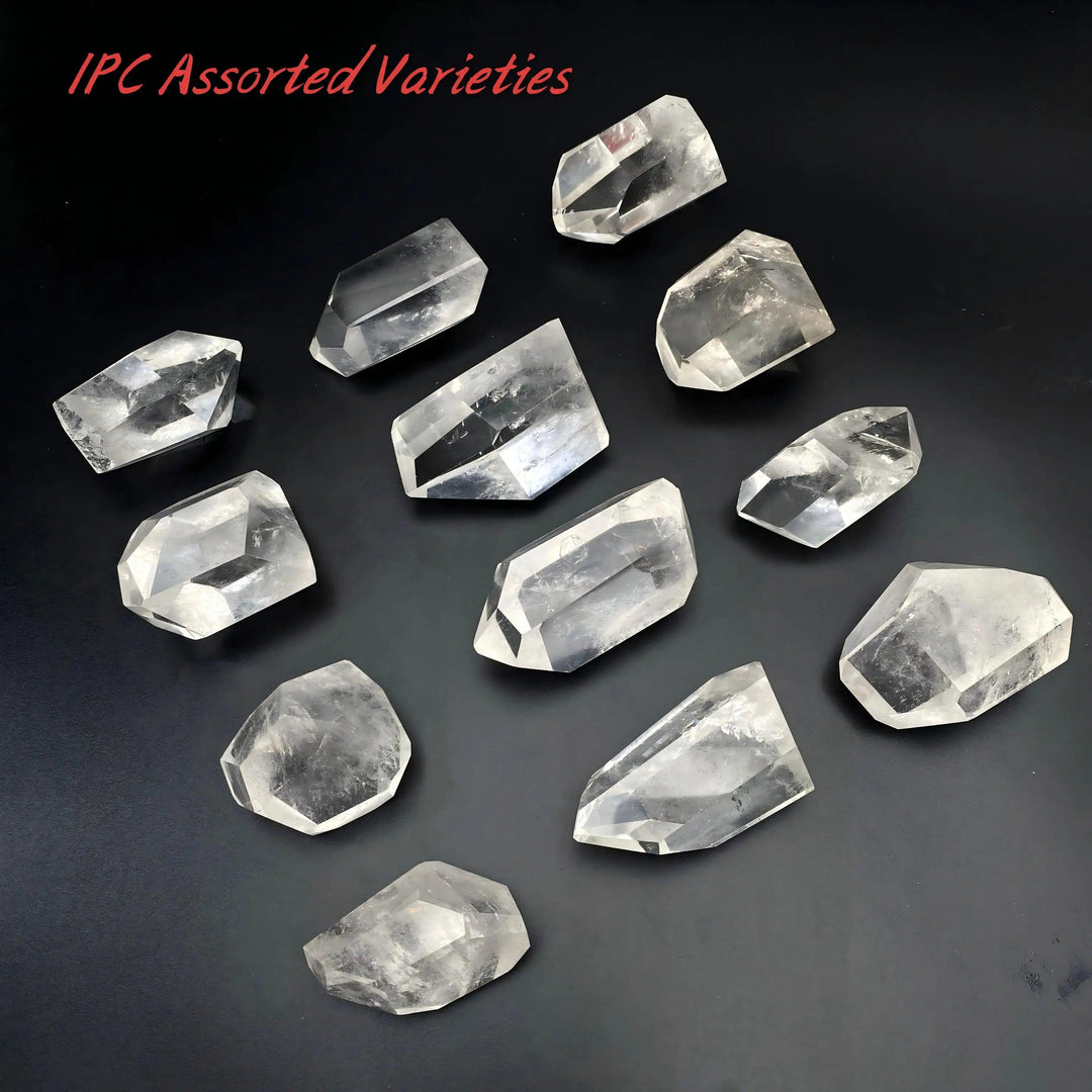 Natural clear quartz freeform raw stone with transparent, faceted edges for healing, meditation, and crystal decor.