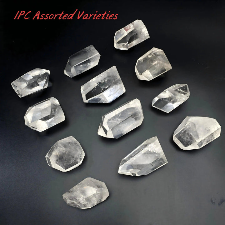 Natural clear quartz freeform raw stone with transparent, faceted edges for healing, meditation, and crystal decor.