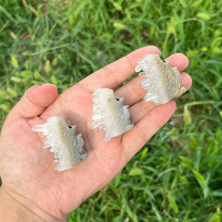 Clear Quartz Hedgehog Carving-Carvings-Ali-Quartz-~2.0"-Crystal Destiny