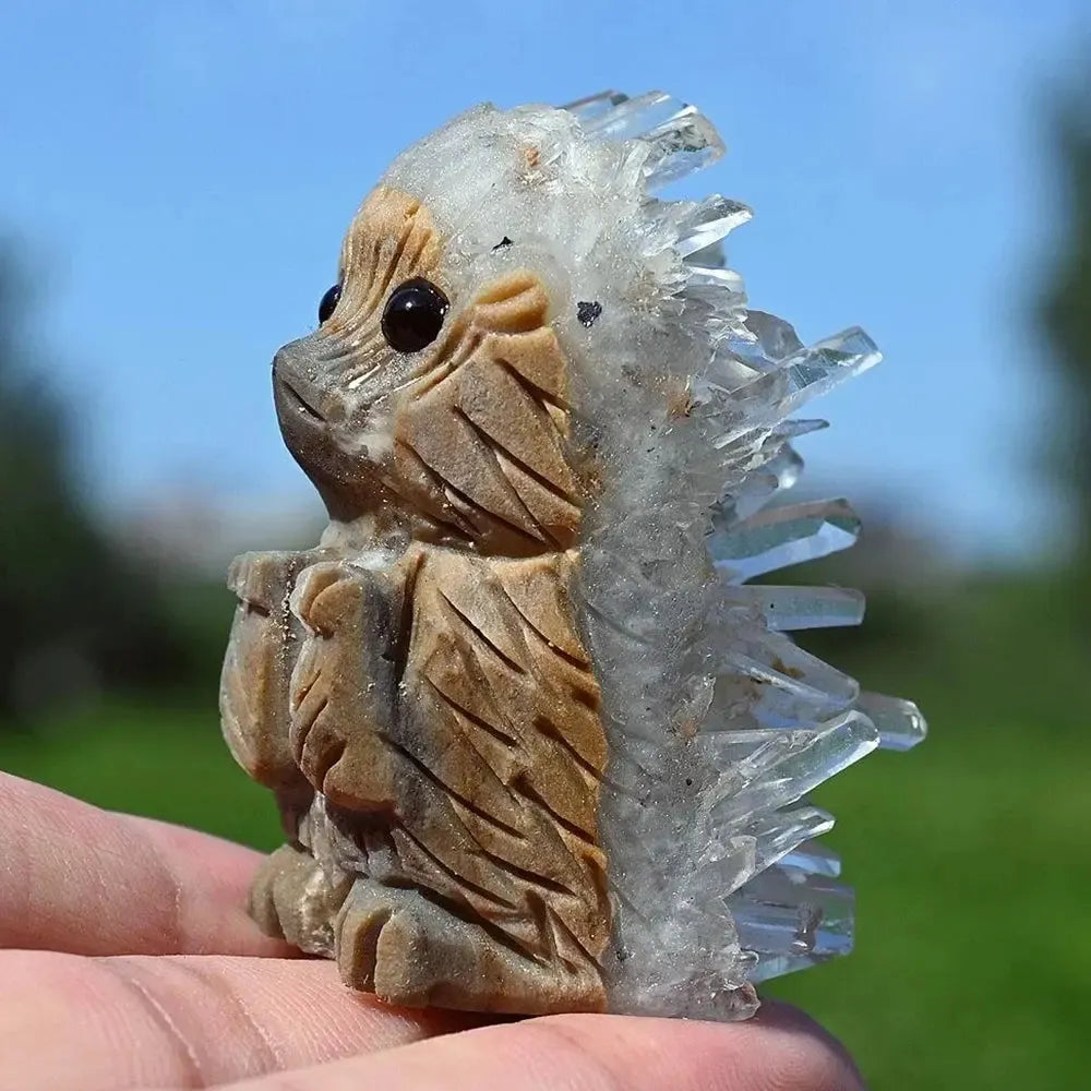 Clear Quartz Hedgehog Carving-Carvings-Ali-Quartz-~2.0"-Crystal Destiny