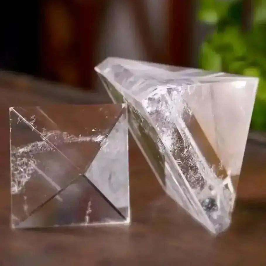 Clear Quartz Mini Pyramid with natural veils and inclusions, hand-polished for meditation and energy amplification.