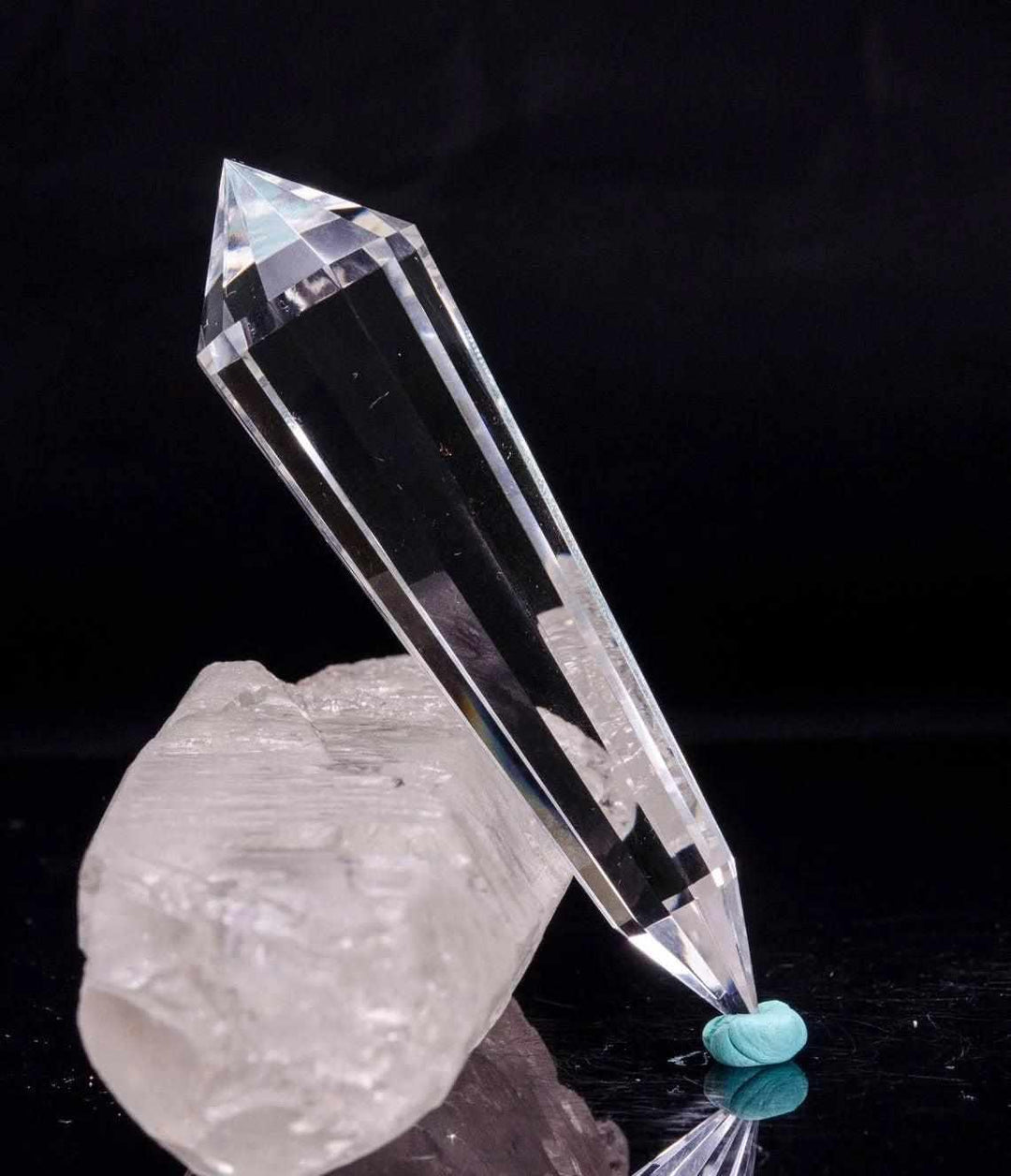 Clear Quartz Vogel Wand, 24-Sided Double Point, for focused healing and energy amplification.