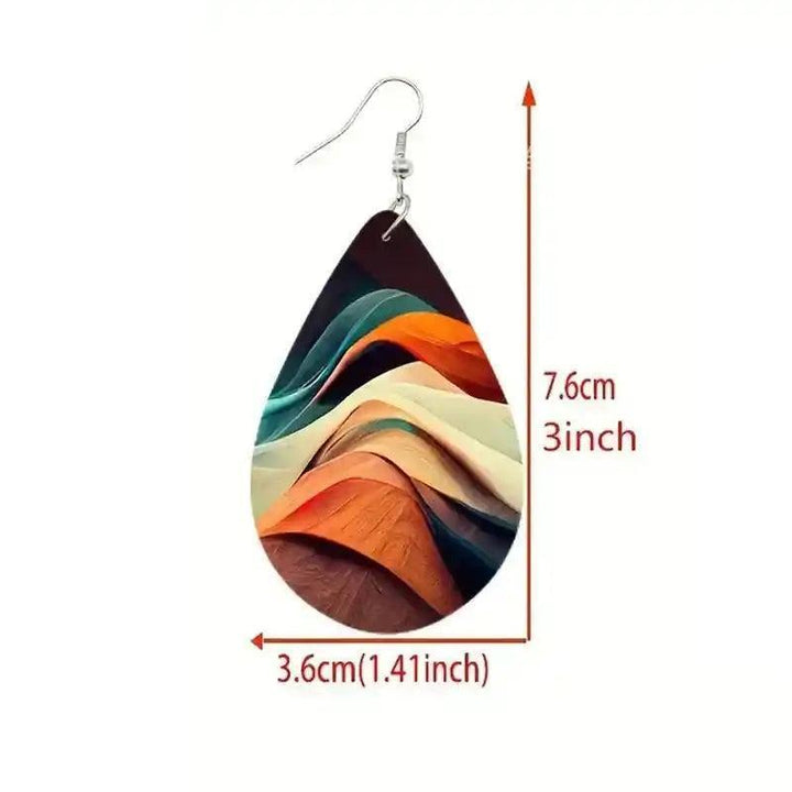 Colorful Wood Teardrop Earrings