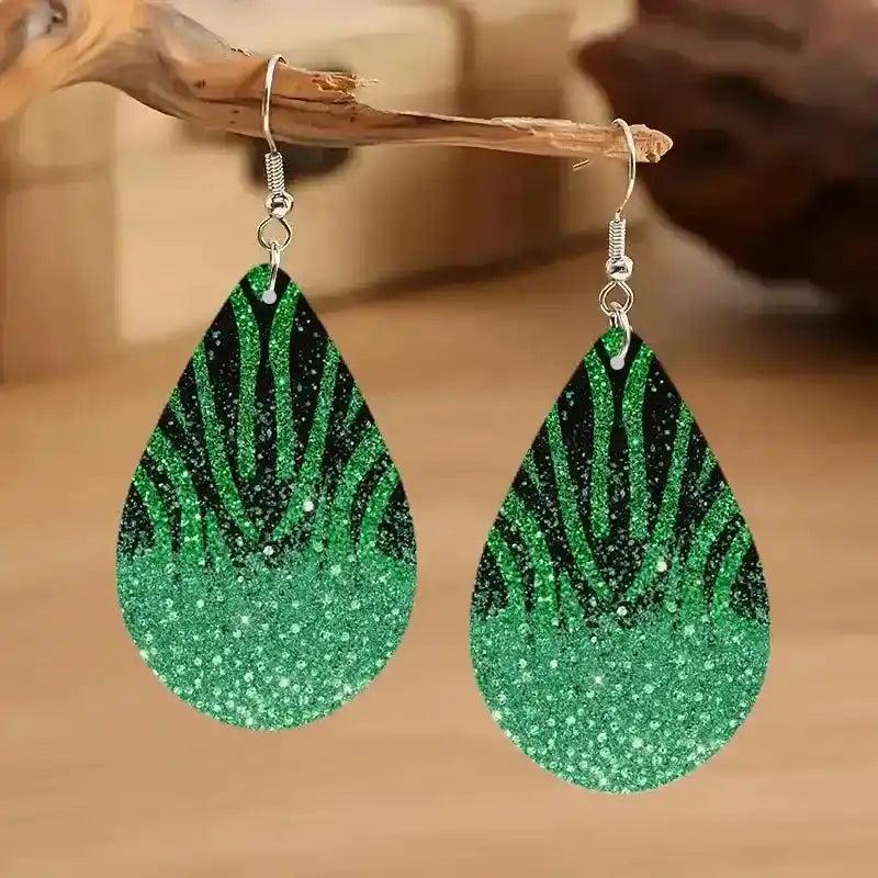 Colorful Wood Teardrop Earrings
