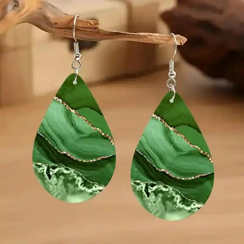 Colorful Wood Teardrop Earrings
