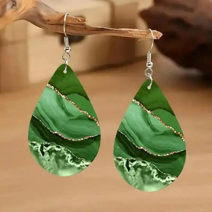 Colorful Wood Teardrop Earrings