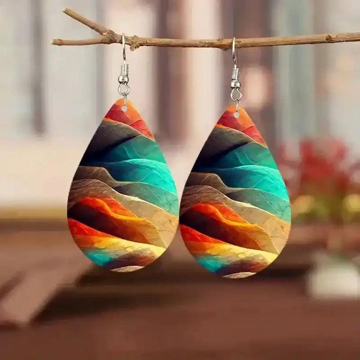 Colorful Wood Teardrop Earrings