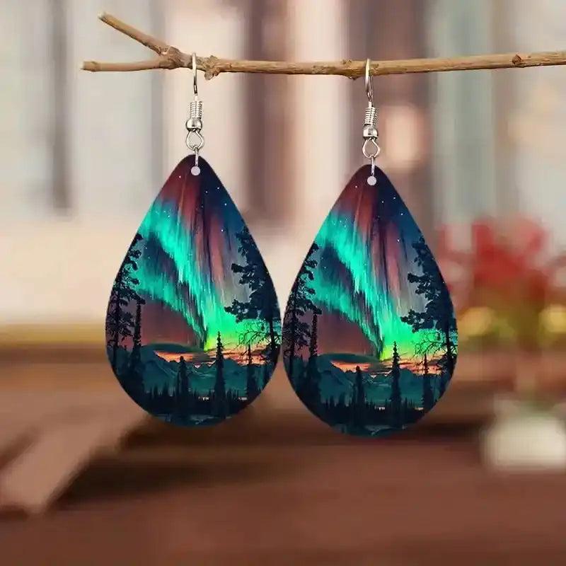 Colorful Wood Teardrop Earrings