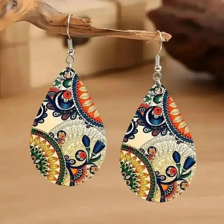 Colorful Wood Teardrop Earrings
