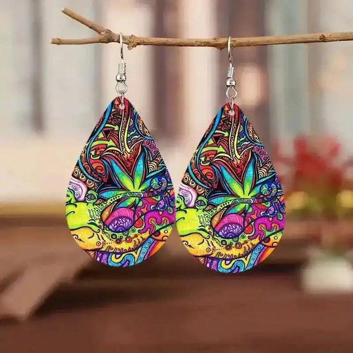 Colorful Wood Teardrop Earrings