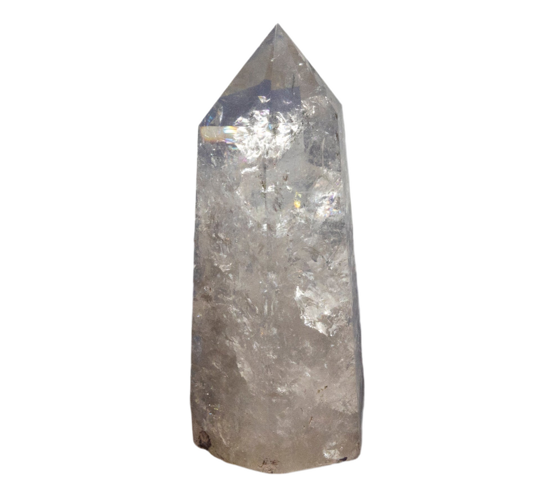 Crackle Clear Quartz with Rainbows-Towers-Crystal Destiny-Crackle Quartz-4.75" H-Crystal Destiny