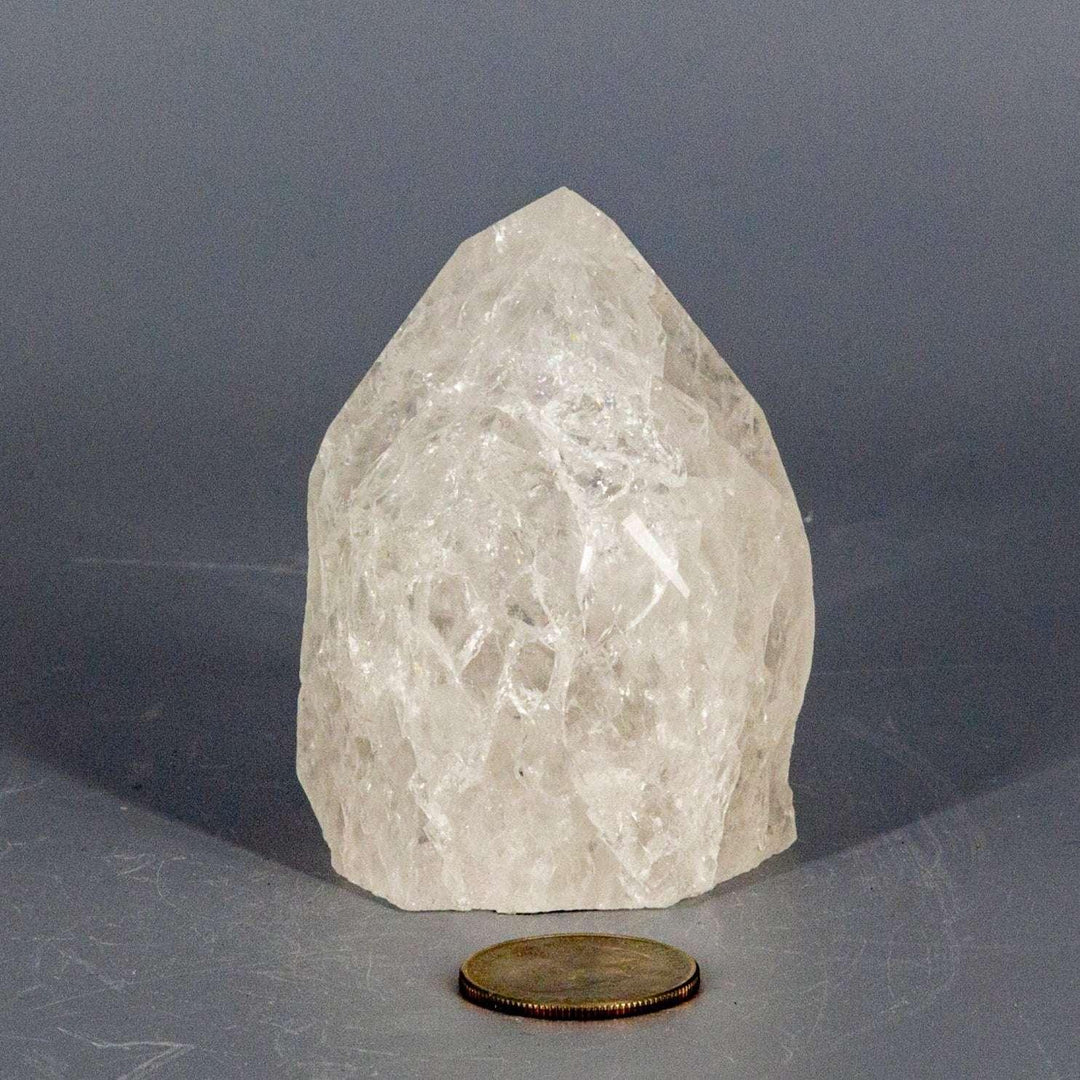Crackle Quartz Point 234g, 2.75 inch master healer, clear with internal fractures, amplifying clarity.