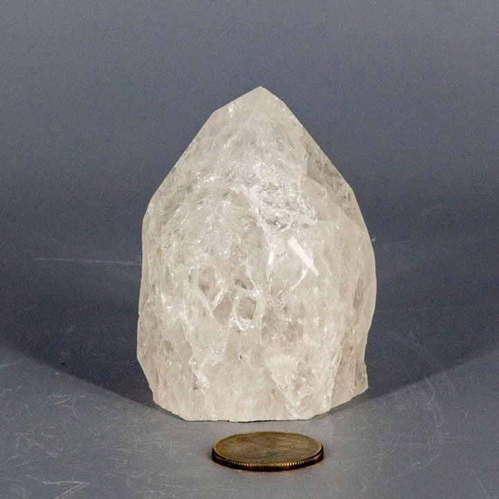 Crackle Quartz Point 234g, 2.75 inch master healer, clear with internal fractures, amplifying clarity.