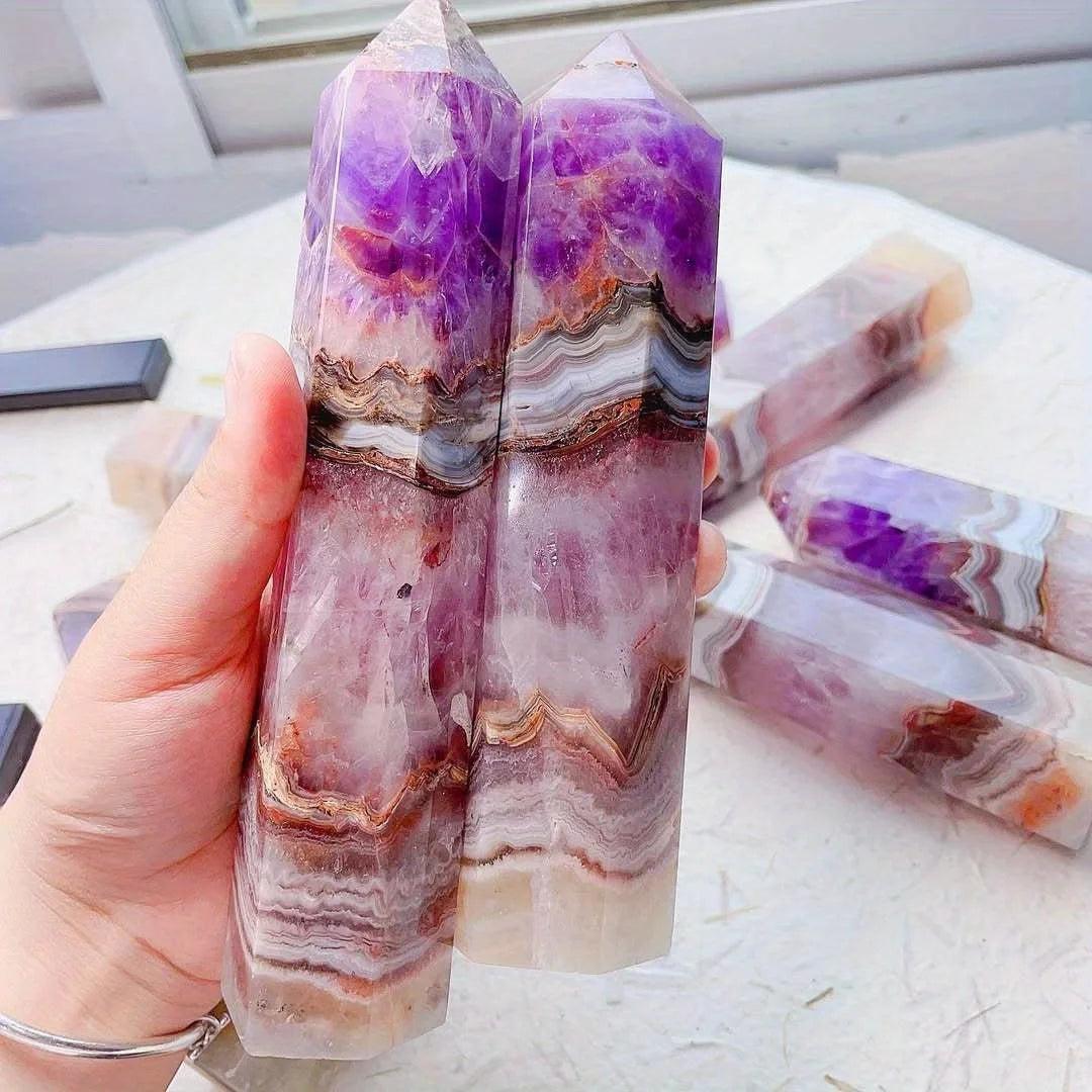 Crazy Lace Agate Crystal Tower for Joy and Vitality