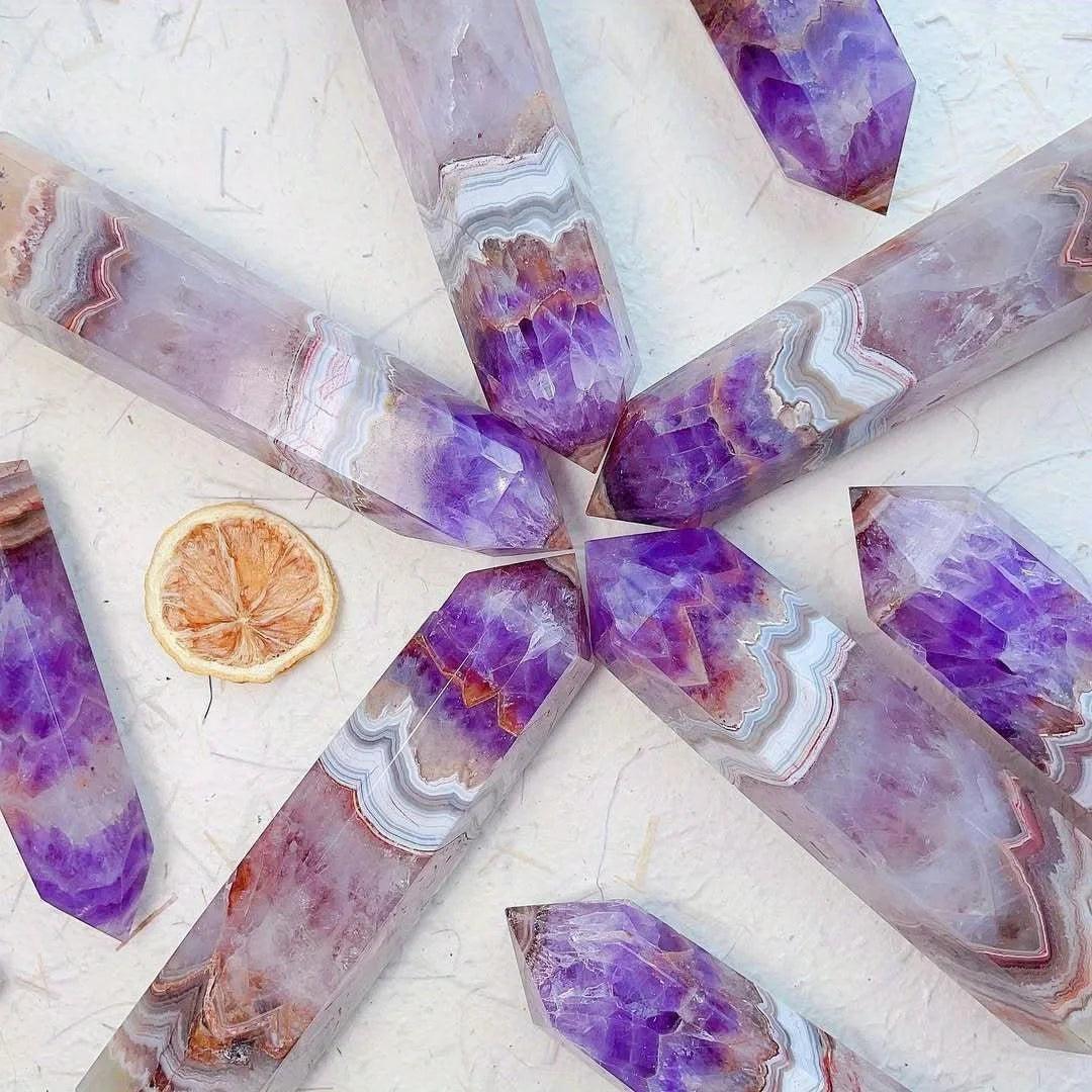 Crazy Lace Agate Crystal Tower for Joy and Vitality