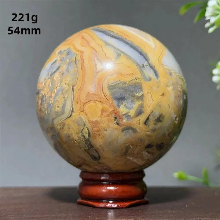 Crazy Lace Agate Sphere with Stand