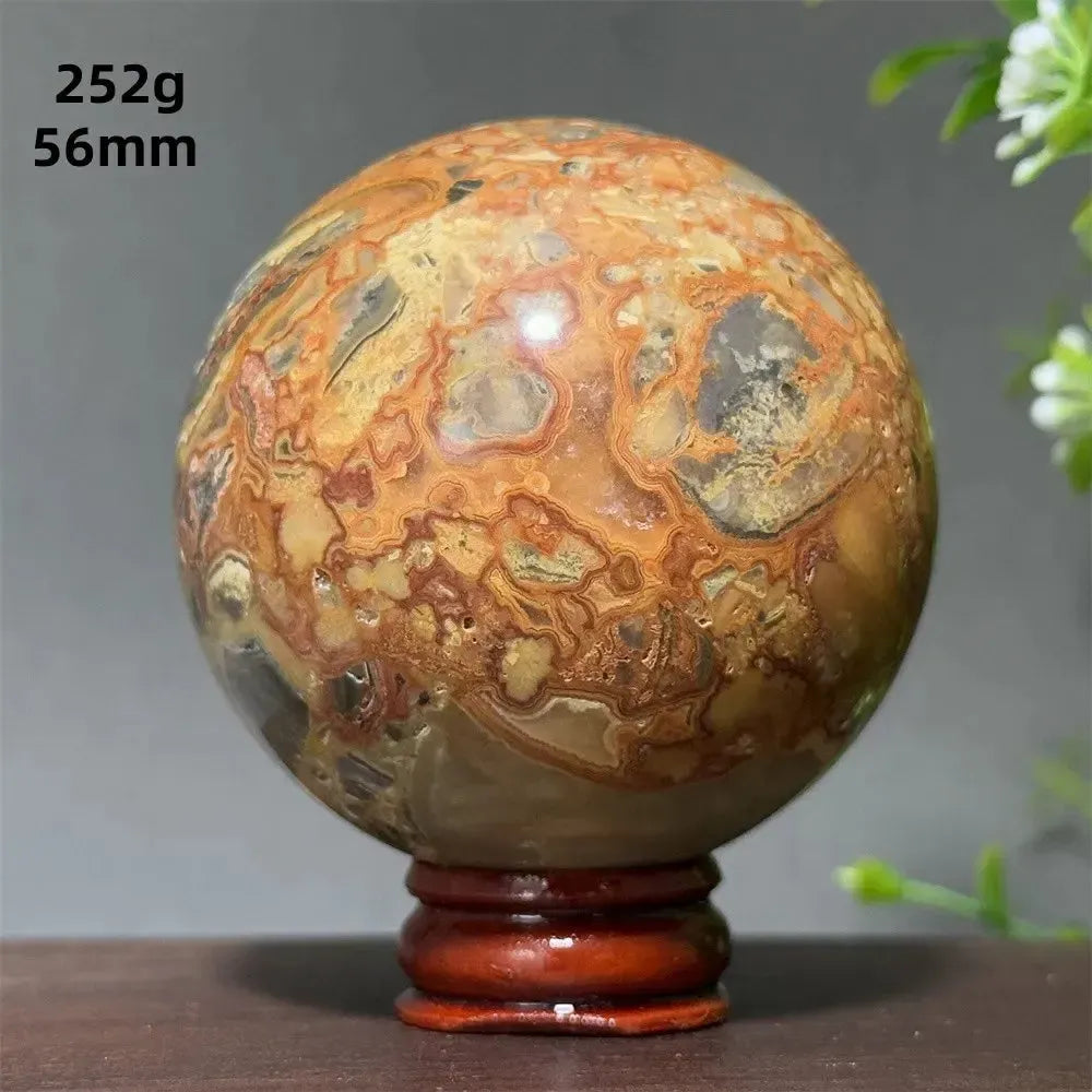 Crazy Lace Agate Sphere with Stand-Spheres-Ali-Crazy Lace Agate-13 252g 56mm-Crystal Destiny