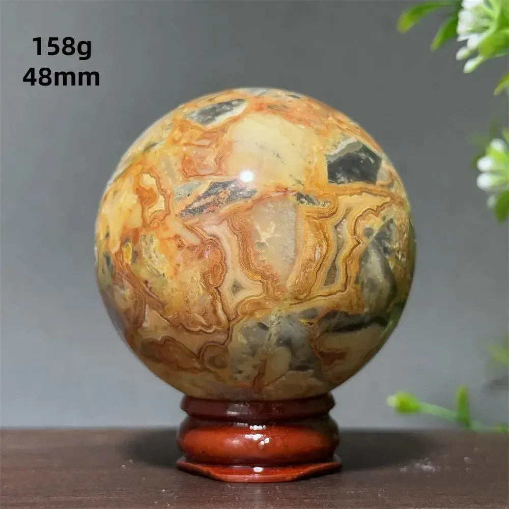 Crazy Lace Agate Sphere with Stand-Spheres-Ali-Crazy Lace Agate-24 158g 48mm-Crystal Destiny