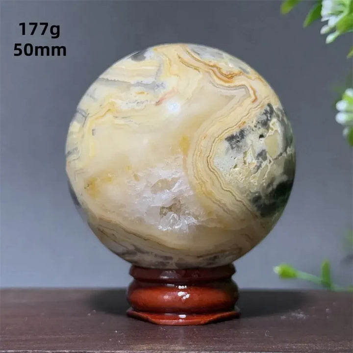 Crazy Lace Agate Sphere with Stand-Spheres-Ali-Crazy Lace Agate-25 177g 50mm-Crystal Destiny