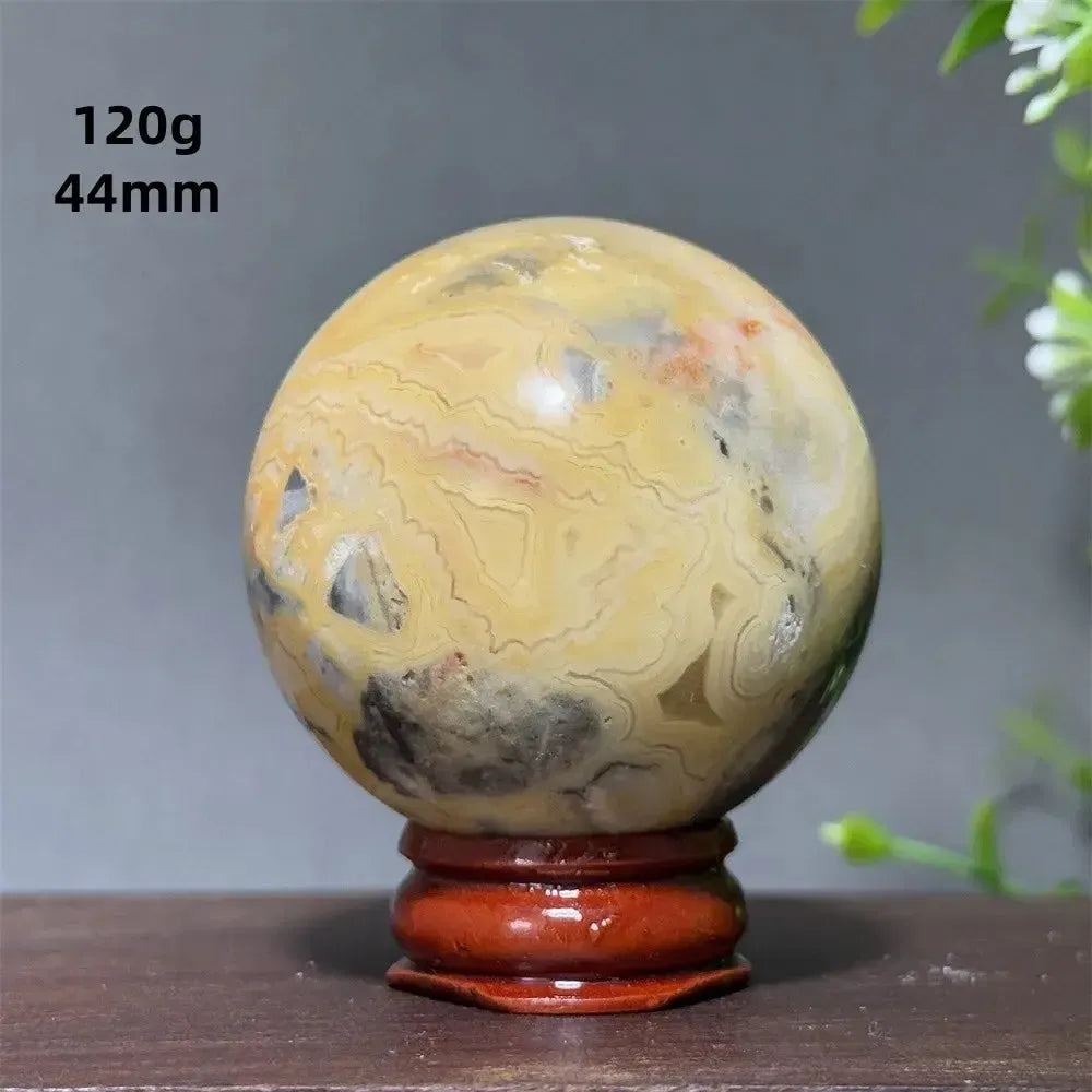 Crazy Lace Agate Sphere with Stand-Spheres-Ali-Crazy Lace Agate-33 120g 44mm-Crystal Destiny