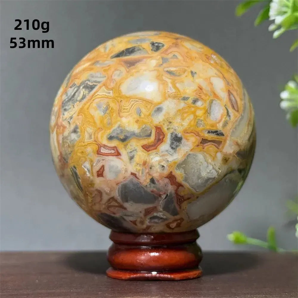 Crazy Lace Agate Sphere with Stand-Spheres-Ali-Crazy Lace Agate-4 210g 53mm-Crystal Destiny