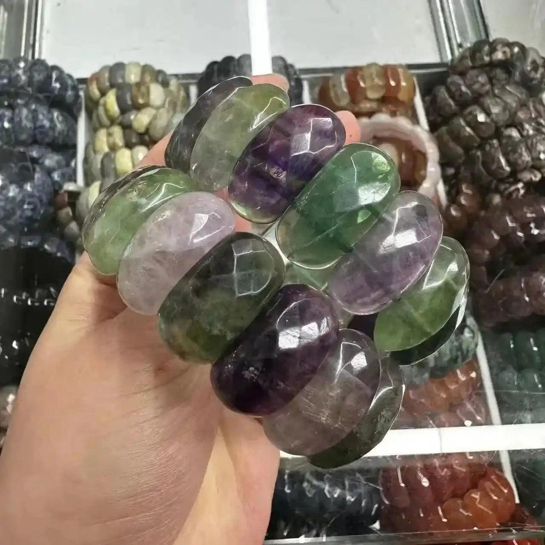 Crystal Bead Cuff Bangle Bracelet | 35+ Gemstone Options