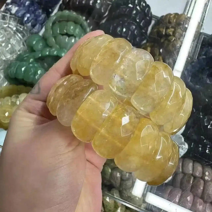 Crystal Bead Cuff Bangle Bracelet | 35+ Gemstone Options
