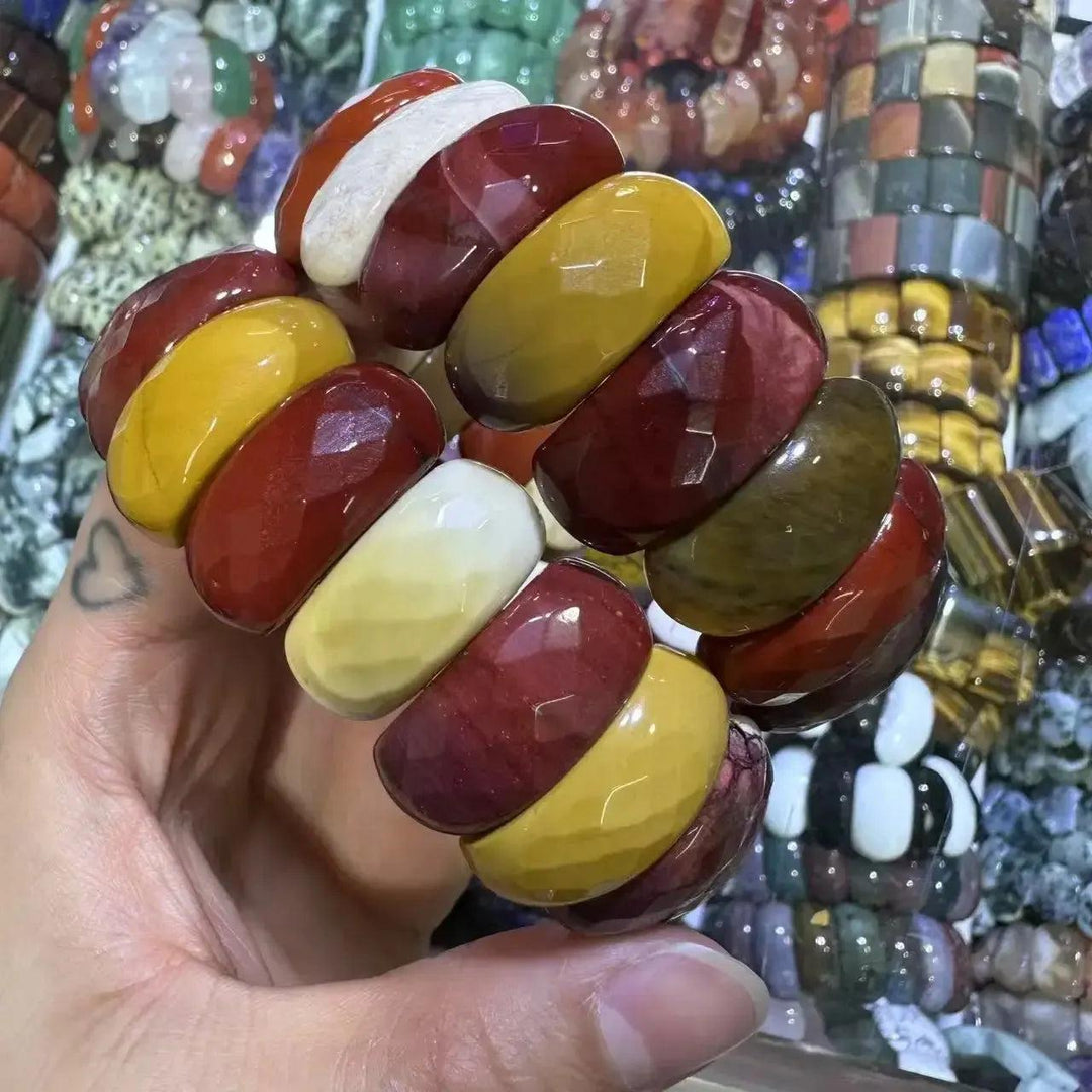 Crystal Bead Cuff Bangle Bracelet | 35+ Gemstone Options