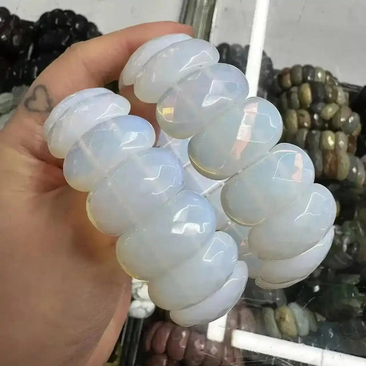 Crystal Bead Cuff Bangle Bracelet | 35+ Gemstone Options