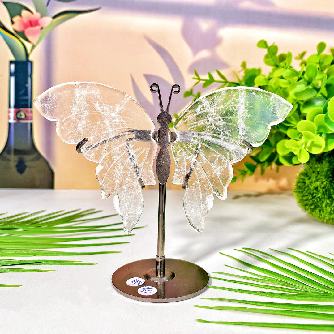 High-quality crystal butterfly wing with stand, a beautiful healing crystal decoration and women's gift.