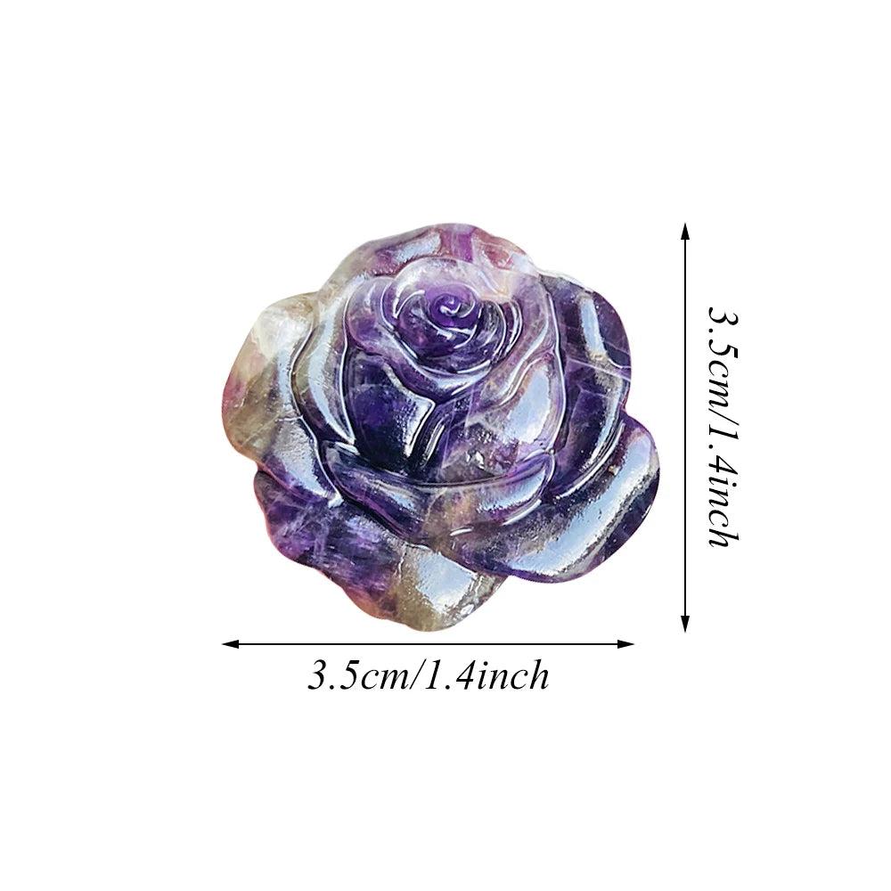 Vibrant Amethyst Crystal Carved Rose Sculpture, 1.4-inch, for love, softness, peace, and tranquility.