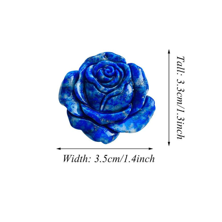 Vibrant blue Lapis Lazuli rose sculpture, 3.3cm tall, for peace and tranquility.