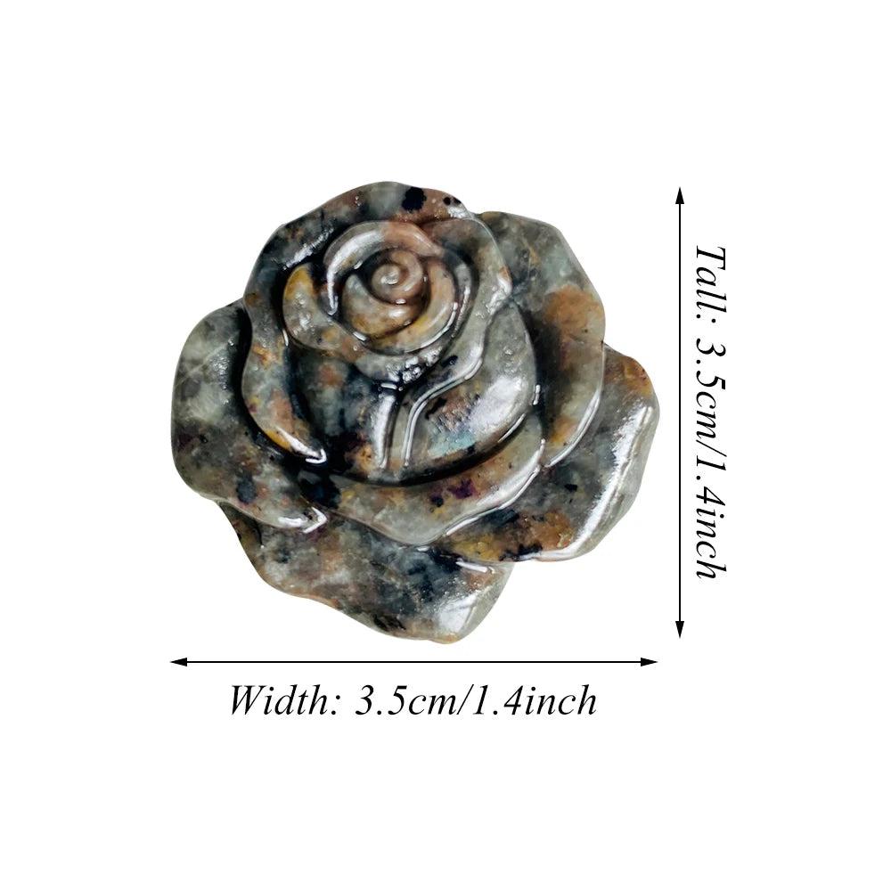 Labradorite Crystal Carved Rose Sculpture, 3.5cm, for growth and transformation.