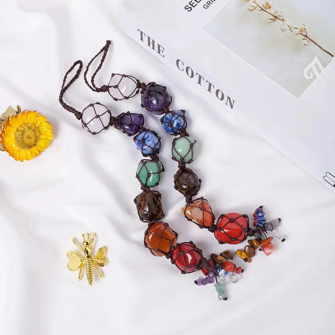 Crystal Chakra Stone Car Mirror Hanger Pendant-Decorations-Ali-Chakra Pendant-300mm-Crystal Destiny