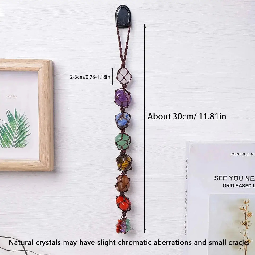 Crystal Chakra Stone Car Mirror Hanger Pendant-Decorations-Ali-Chakra Pendant-300mm-Crystal Destiny