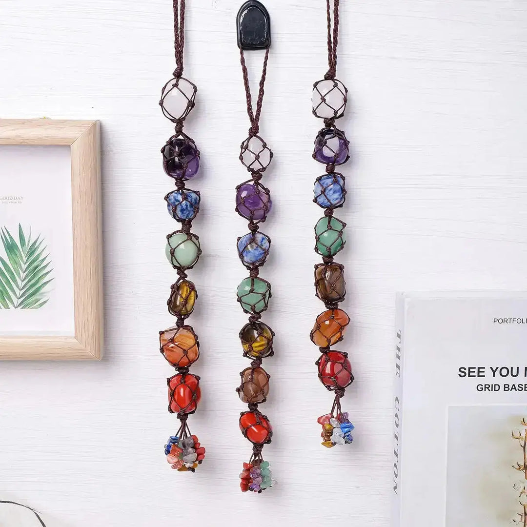 Crystal Chakra Stone Car Mirror Hanger Pendant-Decorations-Ali-Chakra Pendant-300mm-Crystal Destiny