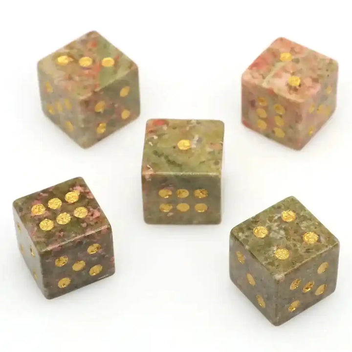 Crystal Dice 16mm - Hand-Carved Natural Gemstones-Cubes-Crystal Destiny-Unakite-1pc - 16mm-Crystal Destiny