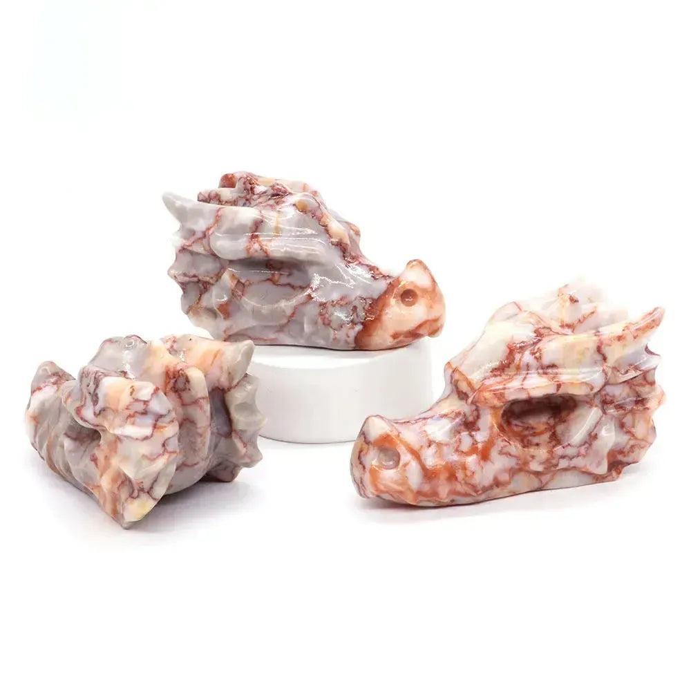 Crystal Dragon Skull Figurine | Hand Carved Stone
