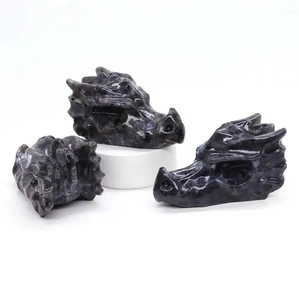 Crystal Dragon Skull Figurine | Hand Carved Stone