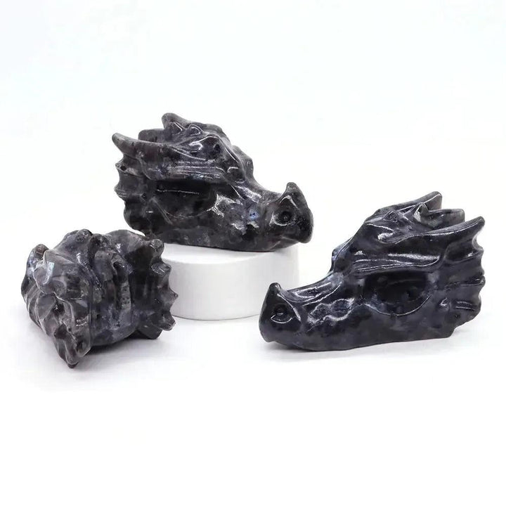 Crystal Dragon Skull Figurine | Hand Carved Stone