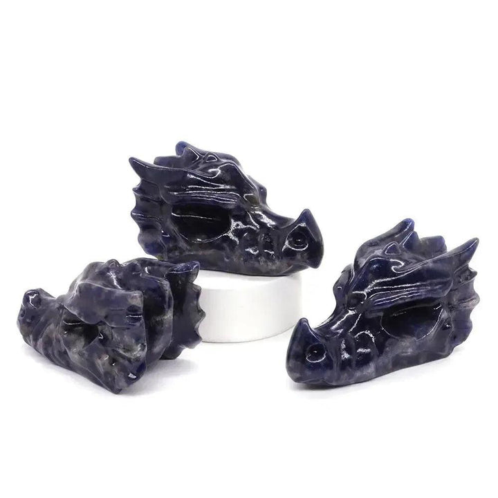 Crystal Dragon Skull Figurine | Hand Carved Stone