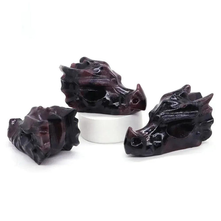 Crystal Dragon Skull Figurine | Hand Carved Stone