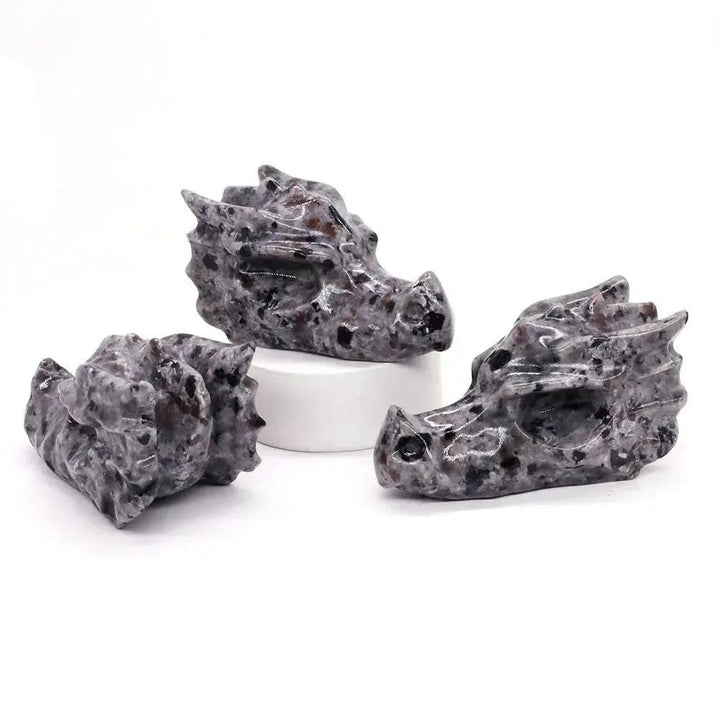 Crystal Dragon Skull Figurine | Hand Carved Stone