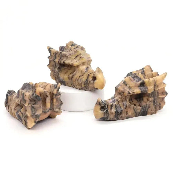 Crystal Dragon Skull Figurine | Hand Carved Stone