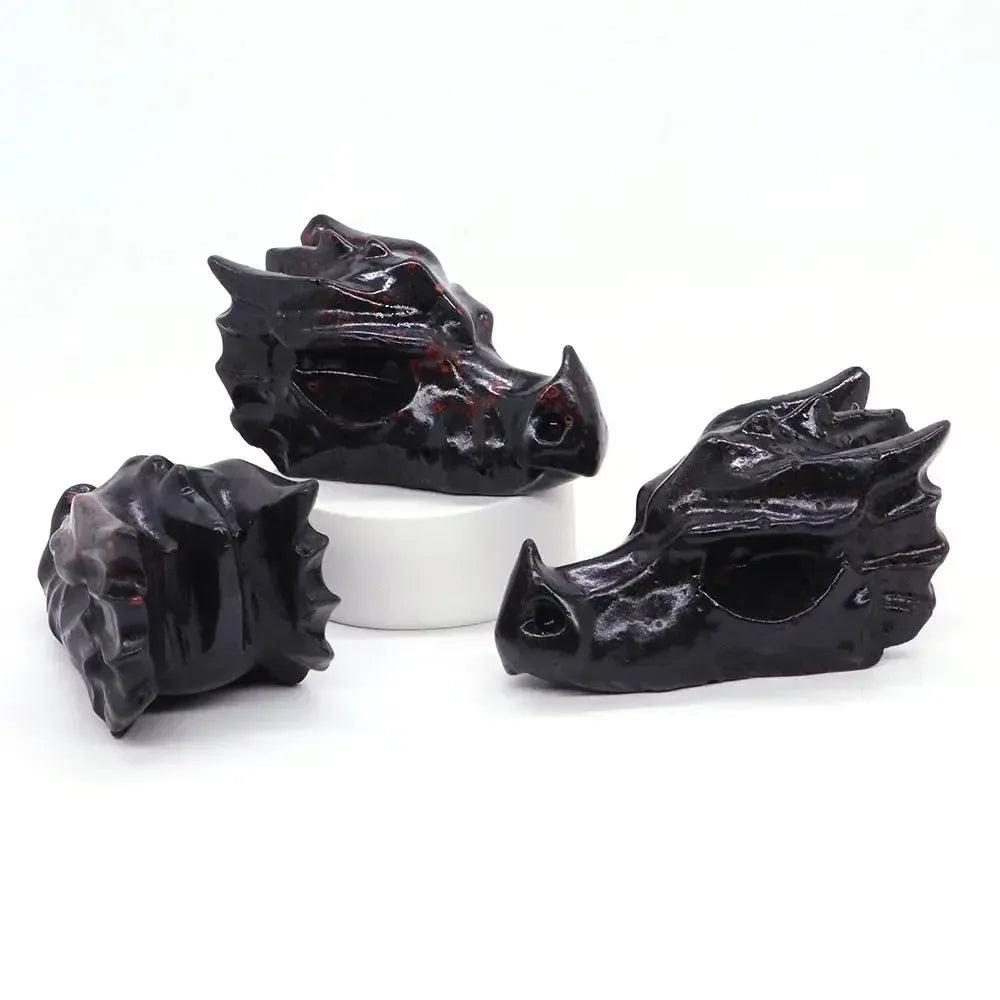 Crystal Dragon Skull Figurine | Hand Carved Stone