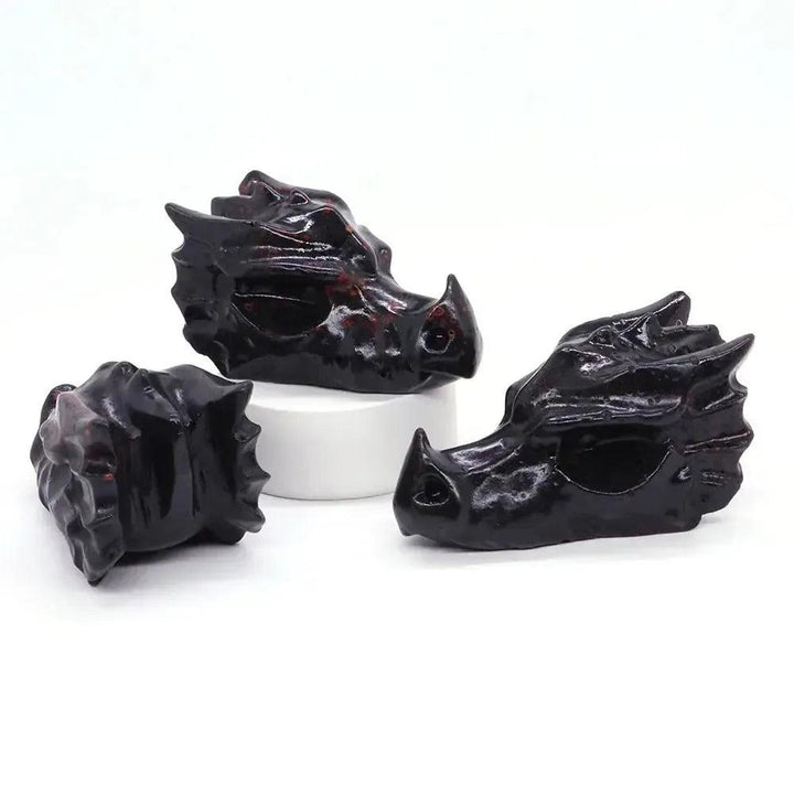 Crystal Dragon Skull Figurine | Hand Carved Stone