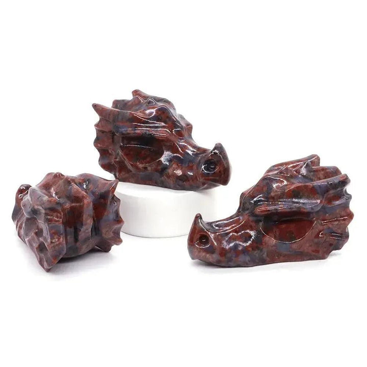 Crystal Dragon Skull Figurine | Hand Carved Stone