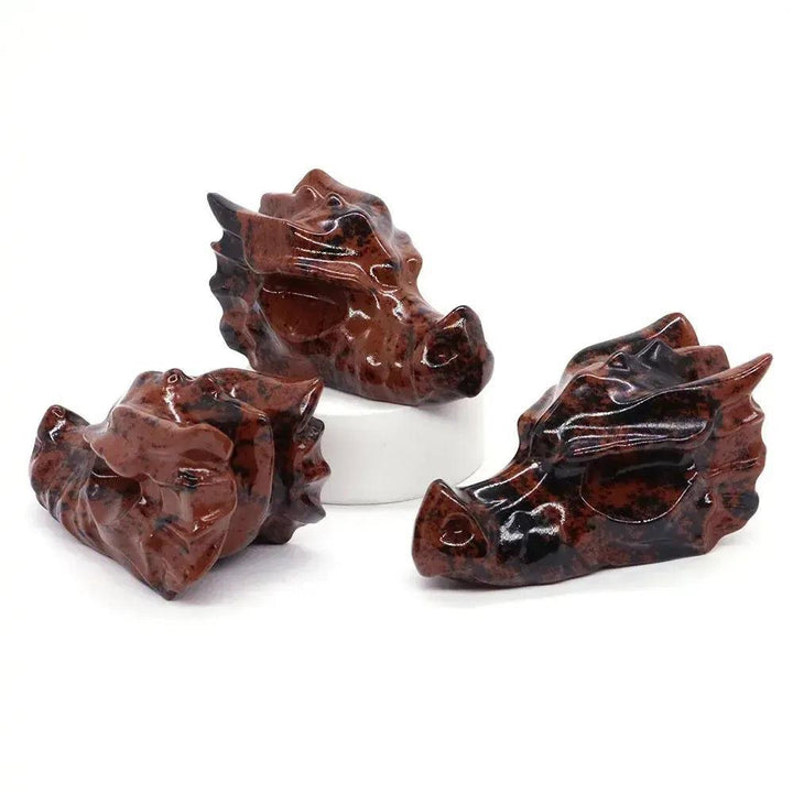 Crystal Dragon Skull Figurine | Hand Carved Stone