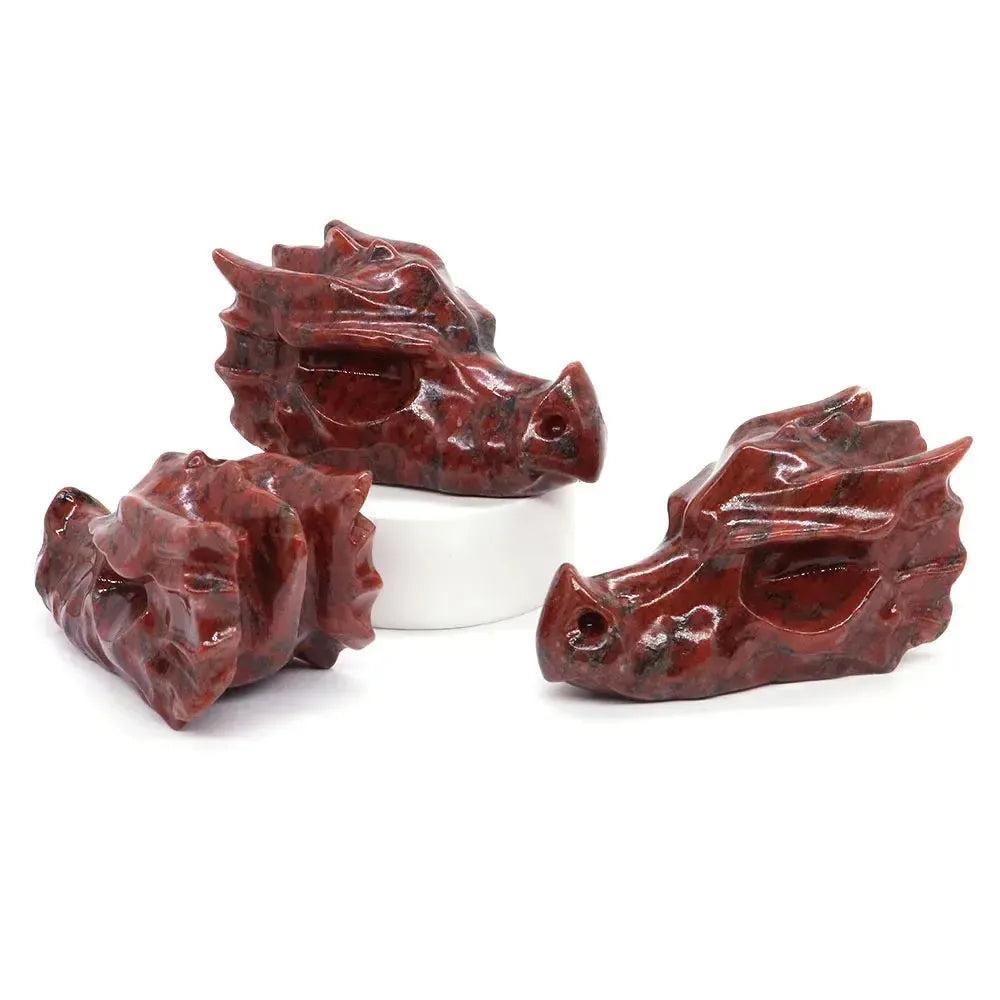 Crystal Dragon Skull Figurine | Hand Carved Stone