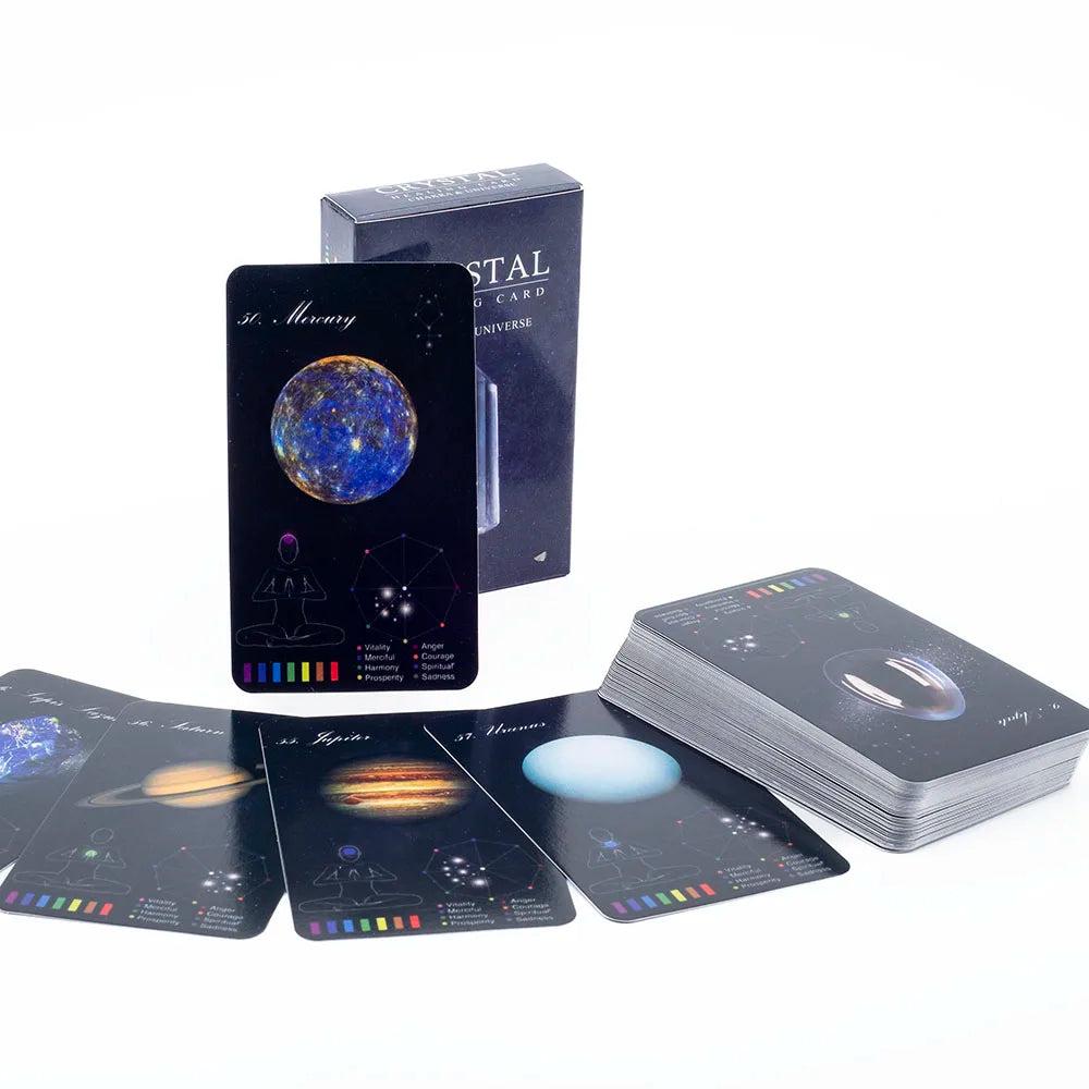 Crystal Healing Oracle Cards: 60-card zodiac deck with planets, chakras, and crystal energy.